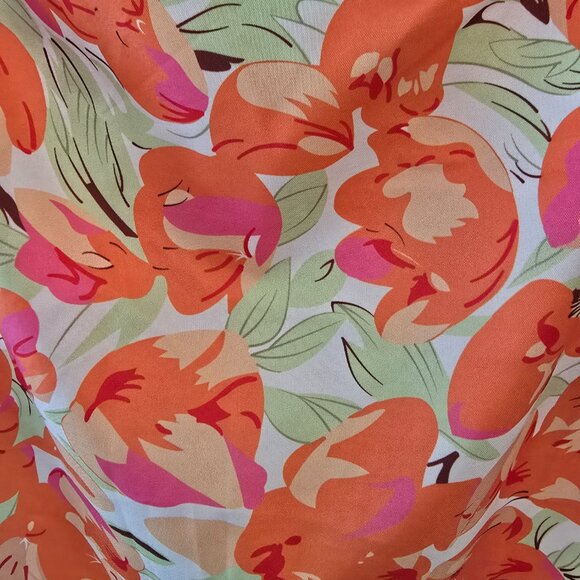 Cider Women’s Floral Tank Sz Large L Crop Top Spaghetti Straps Orange Pink - Picture 3 of 7